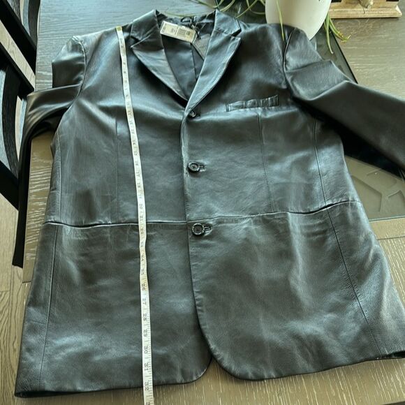 Alfani Men’s Black Genuine Leather Jacket Blazer Sleek Dress Coat Sz 42 REG NWT - Picture 7 of 14